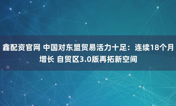 鑫配资官网 中国对东盟贸易活力十足：连续18个月增长 自贸区3.0版再拓新空间