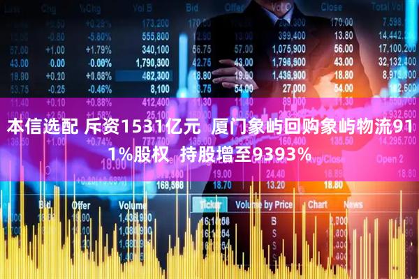 本信选配 斥资1531亿元  厦门象屿回购象屿物流911%股权  持股增至9393%